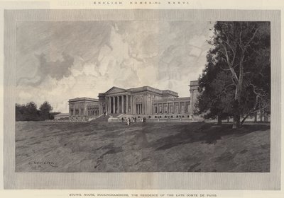 Engelse huizen, Stowe House, Buckinghamshire, de residentie van de late Comte de Paris door Charles Auguste Loye