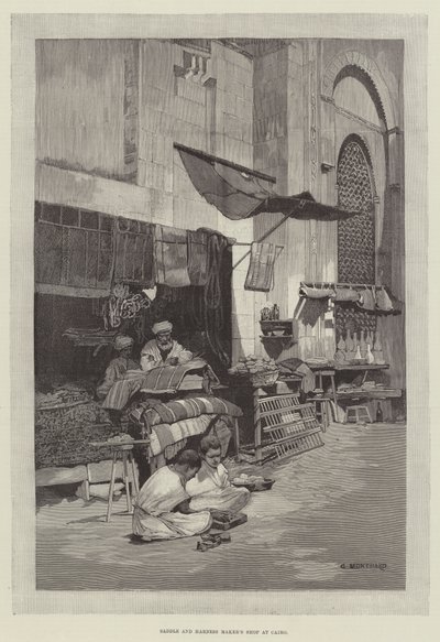 Zadel- en Harnasmakerij in Caïro door Charles Auguste Loye