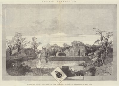 Scrivelsby Court, het huis van de Dymokes, erfelijke kampioenen van Engeland door Charles Auguste Loye