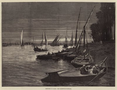 Schetsen in Caïro, de Haven van Boulak door Charles Auguste Loye