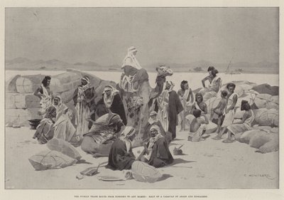 De Nubische Handelsroute van Korosko naar Abu Hamed, Rustplaats van een Karavaan van Arabieren en Bishareen door Charles Auguste Loye