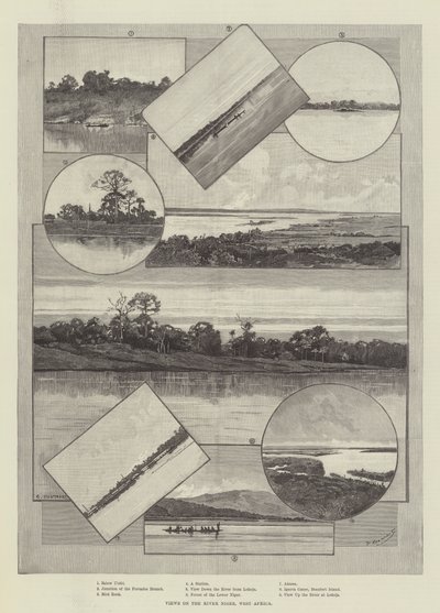 Uitzichten op de Niger Rivier, West-Afrika door Charles Auguste Loye