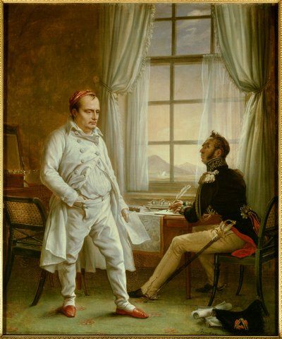 Napoleon I dicteert zijn memoires aan generaal Gourgaud door Charles Auguste Steuben