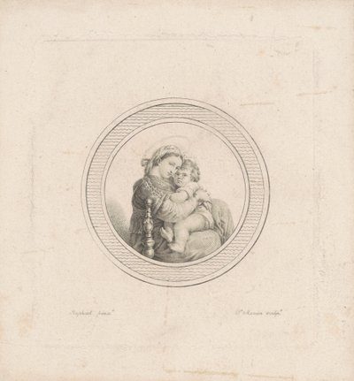 Madonna della seggiola door Charles B. J. Févret de Saint Mémin, after Raphael