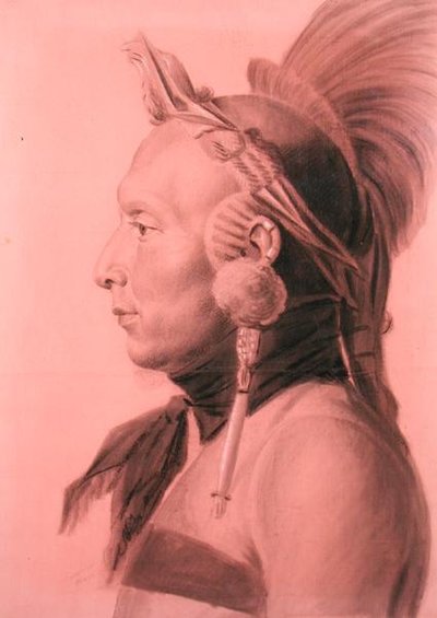 Portret van een Indiaan, mogelijk Shahaka, Mandan Chief door Charles Balthazar Julien Févret de Saint Mémin