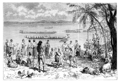 Bootraces op de Mekong, 1895 door Charles Barbant