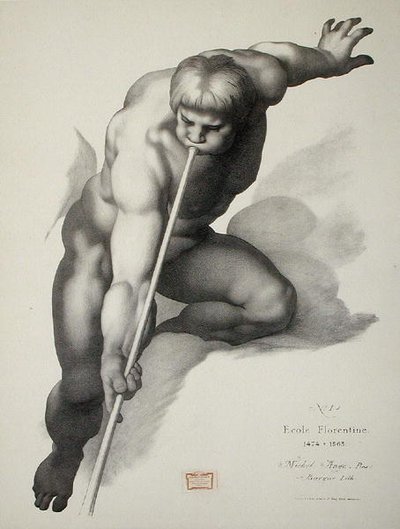Engel die op de trompet speelt, plaat 1 uit Cours de Dessin Volume II: 