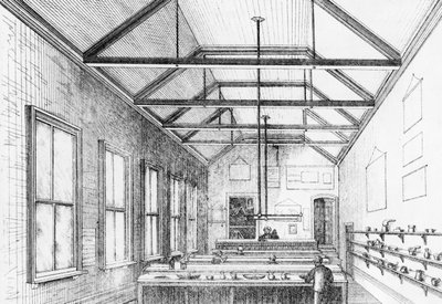 Chemisch laboratorium, Dulwich College, ca. 1870 door Charles Barry
