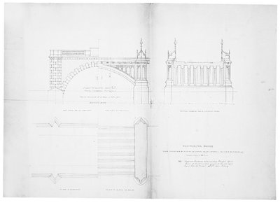 Ontwerp en elevatie voor Westminster Bridge door Charles Barry