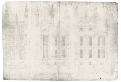 Tekening voor de Houses of Parliament, ca. 1836-40 door Charles Barry