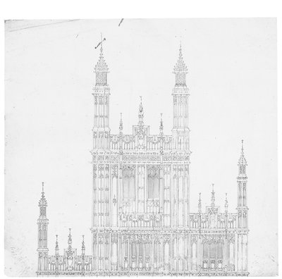 Tekening voor de Houses of Parliament, ca. 1836-40 door Charles Barry