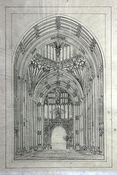 Ingang van het Hogerhuis, uit een map van Nieuwe Paleis van Westminster tekeningen door Charles Barry