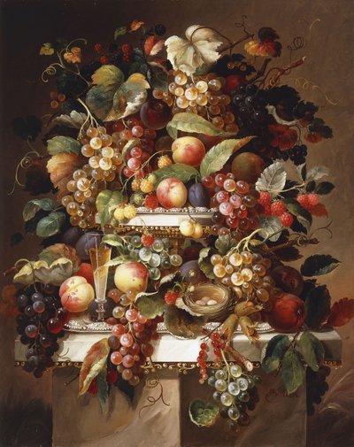 Stilleven met Druiven en Perziken door Charles Baum