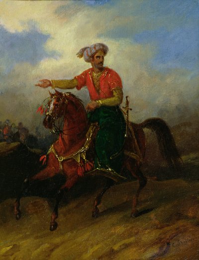 Een Ottomaan te paard door Charles Bellier