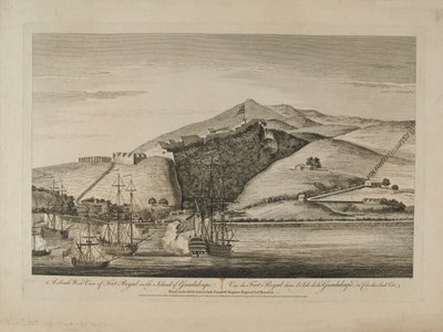 Zuidelijk uitzicht op Fort Royal op het eiland Guadeloupe, ca. 1759 door Charles Benazech