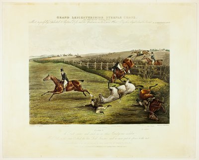 Een rijke scène, van de Grand Leicestershire Steeplechase door Charles Bentley