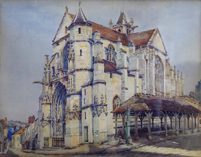 Kerk van Moret sur Loing, zuidzijde, ca. 1906 door Charles Bernier