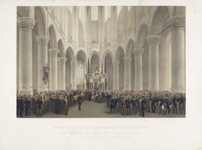 Plechtige ter aarde bestelling in de Groote Kerk te Delft, 17 Maart 1865, van Wijlen Hare Majesteit Anna Paulowna Koningin-Moeder der Nederlanden geboren Groot Vorstin van Rusland door Charles Billoin