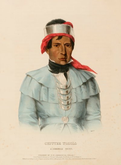 CHITTEE-YOHOLO. A SEMINOLE CHIEF, uit History of the Indian Tribes of North America. door Charles Bird King