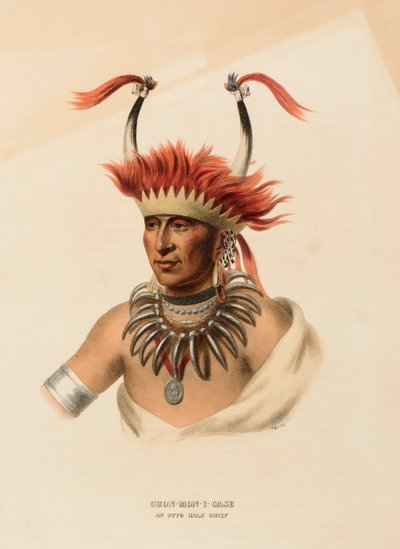 CHON-MON-I-CASE. AN OTTO HALF CHIEF, uit History of the Indian Tribes of North America door Charles Bird King