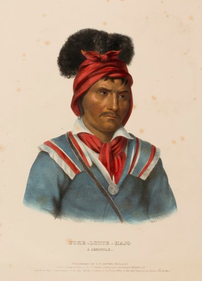 FOKE-LUSTE-HAJO. Een SEMINOLE, uit de Geschiedenis van de Indianenstammen van Noord-Amerika. door Charles Bird King