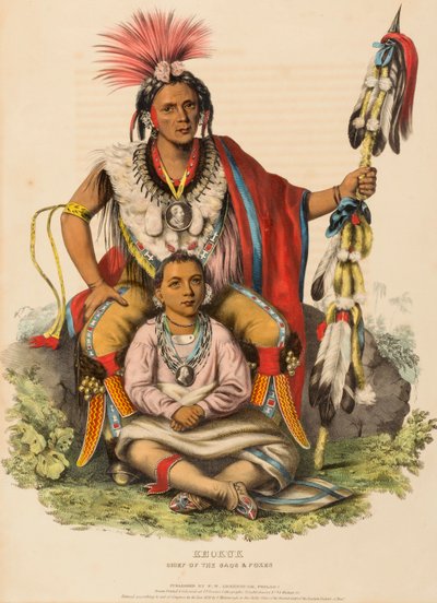 KEOKUK. CHIEF OF THE SACS AND FOXES, uit History of the Indian Tribes of North America. door Charles Bird King