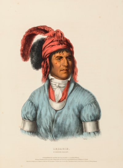 LEDAGIE. A CREEK CHIEF, uit History of the Indian Tribes of North America. door Charles Bird King