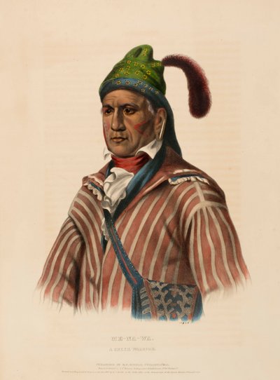 ME-NA-WA. A CREEK WARRIOR, uit History of the Indian Tribes of North America. door Charles Bird King