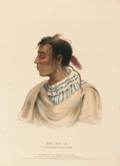 ME-TE-A, A POTTAWATOMIE CHIEF, uit History of the Indian Tribes of North America. door Charles Bird King