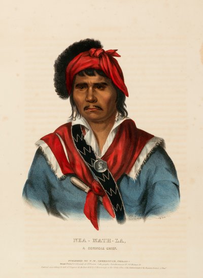 NEA-MATH-LA, A SEMINOLE CHIEF, uit History of the Indian Tribes of North America. door Charles Bird King
