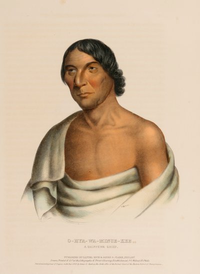 O-HYA-WA-MINCE-KEE, A CHIPPEWA CHIEF, uit History of the Indian Tribes of North America. door Charles Bird King