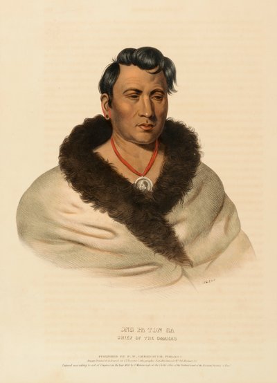 ONG PA TON GA. CHIEF OF THE OMAHAS, uit History of the Indian Tribes of North America. door Charles Bird King