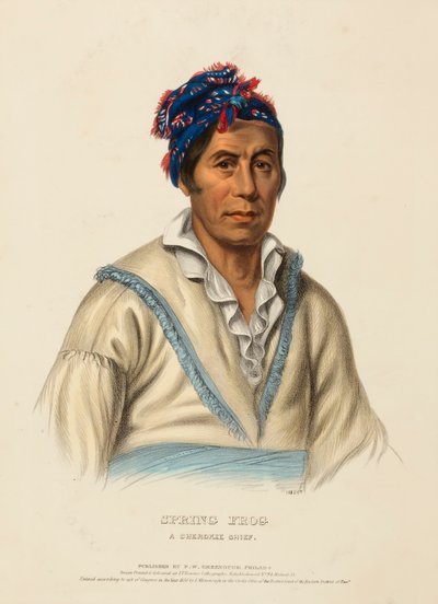 SPRING FROG. Een CHEROKEE CHIEF, uit Geschiedenis van de Indianenstammen van Noord-Amerika door Charles Bird King