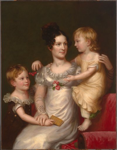 Sarah Weston Seaton met haar kinderen Augustine en Julia, ca. 1815 door Charles Bird King