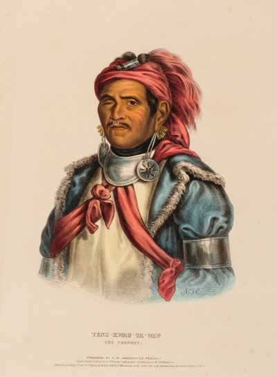 TENS-KWAU-TA-WAW. DE PROPHET, uit de Geschiedenis van de Indianenstammen van Noord-Amerika door Charles Bird King