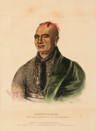 THAYENDANEGEA. DE GROTE KAPITEIN VAN DE ZES VOLKEN, uit de Geschiedenis van de Indianenstammen van Noord-Amerika door Charles Bird King