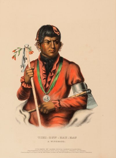 TSHI-ZUN-HAU-KAU. A WINNEBAGO, uit Geschiedenis van de Indianenstammen van Noord-Amerika door Charles Bird King