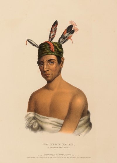 WA-KAWN-HA-KA, A WINNEBAGO CHIEF, uit History of the Indian Tribes of North America. door Charles Bird King