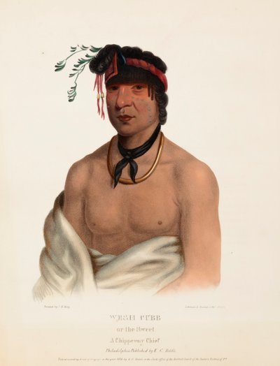 WESH-CUBB. A CHIPPEWAY CHIEF, uit de geschiedenis van de indianenstammen van Noord-Amerika door Charles Bird King
