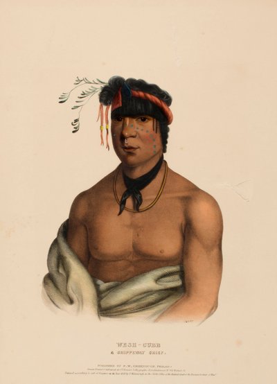 WESH-CUBB. A CHIPPEWAY CHIEF, uit History of the Indian Tribes of North America. door Charles Bird King