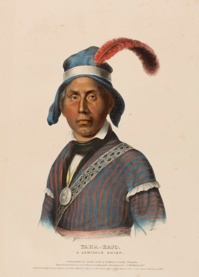 YAHA-HAJO. A SEMINOLE CHIEF, uit History of the Indian Tribes of North America. door Charles Bird King