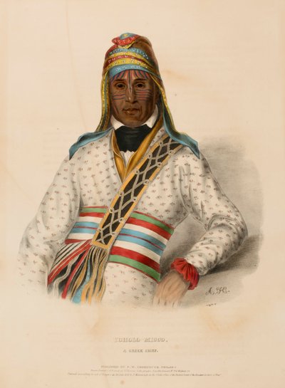 YOHOLO-MICCO. A CREEK CHIEF, uit History of the Indian Tribes of North America. door Charles Bird King
