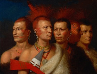 Young Omahaw, War Eagle, Little Missouri en Pawnees door Charles Bird King