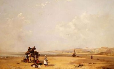 Vissers die hun Vangst Lossen op het Strand in Cardigan Bay door Charles Branwhite