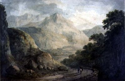 Landschap: Een rotsachtige stroom met beboste oevers, 19e eeuw door Charles Branwhite
