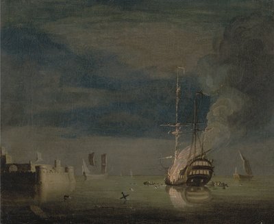 Een tweedekker in brand 