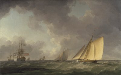 Cutter Strak Gehaald in een Frisse Bries, met Andere Schepen door Charles Brooking