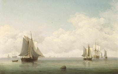 Vissersboten in een Kalmte Zee, c.1745-59 door Charles Brooking