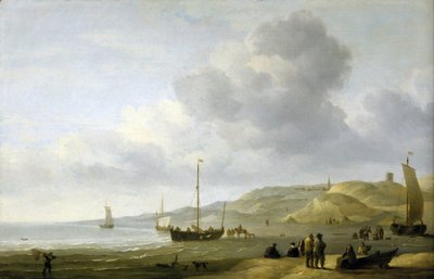 Scène aan de kust bij Scheveningen, Nederland door Charles Brooking