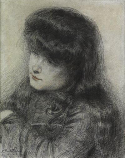 Een Meisje Leunend over een Stoel, 1881 door Charles Burton Barber